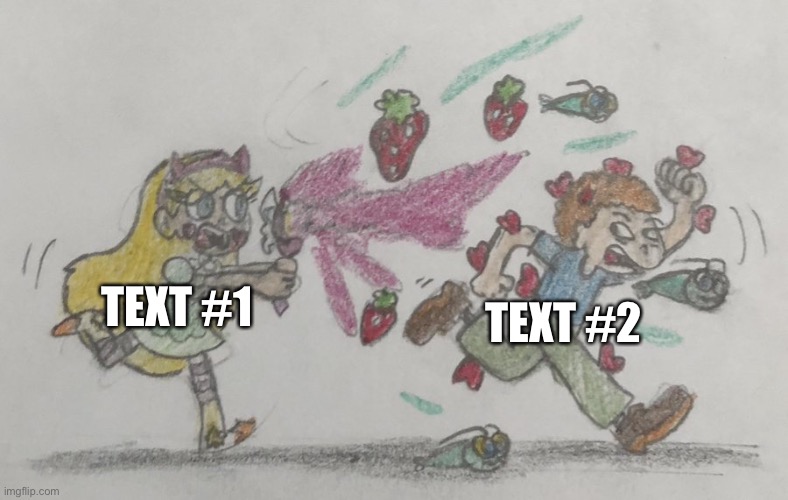 Star Butterfly Chasing Randall Weems | TEXT #1; TEXT #2 | image tagged in star butterfly chasing randall weems,custom template,new template,template,memes,meme template | made w/ Imgflip meme maker