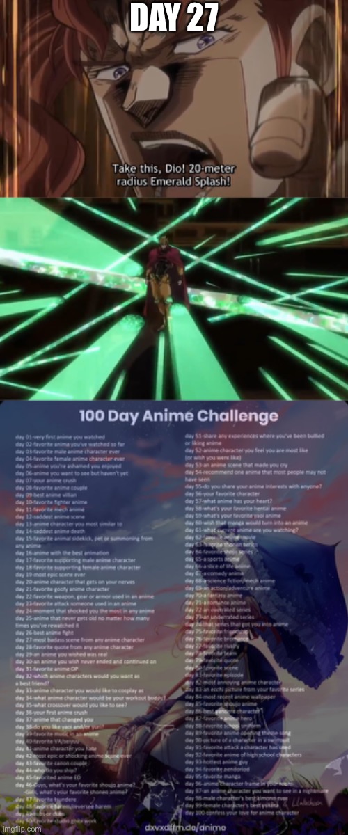 EMERALD SPLASH | DAY 27 | image tagged in 100 day anime challenge | made w/ Imgflip meme maker