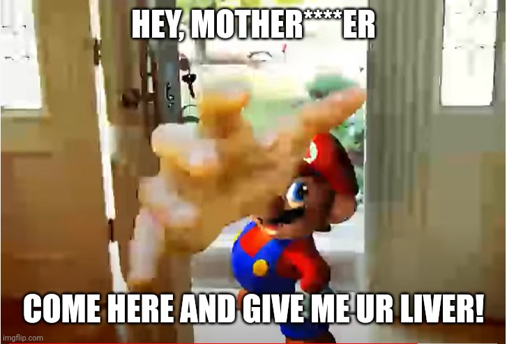Mario Stealing Your Liver | HEY, MOTHER****ER COME HERE AND GIVE ME UR LIVER! | image tagged in mario stealing your liver | made w/ Imgflip meme maker