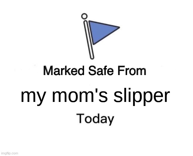 Marked Safe From | my mom's slipper | image tagged in memes,marked safe from | made w/ Imgflip meme maker