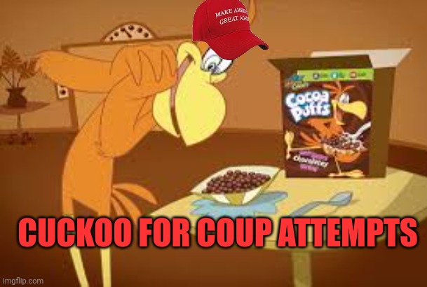 Sonny the Cuckoo Bird | CUCKOO FOR COUP ATTEMPTS | image tagged in sonny the cuckoo bird | made w/ Imgflip meme maker