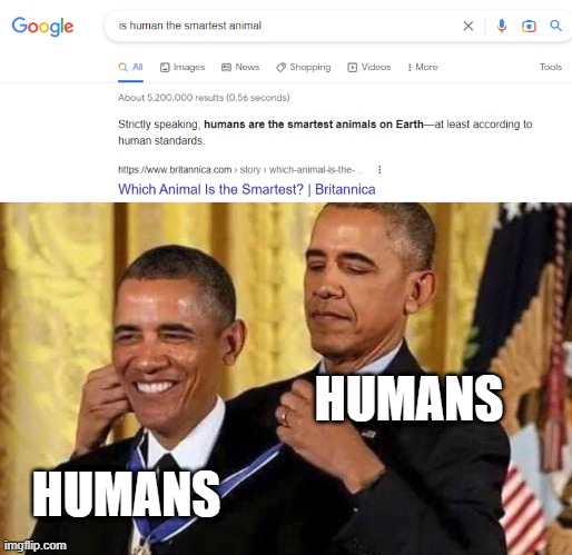 Good job, humans | HUMANS; HUMANS | image tagged in obama medal | made w/ Imgflip meme maker