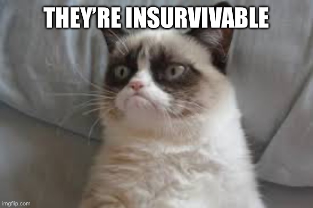 Grumpy cat | THEY’RE INSURVIVABLE | image tagged in grumpy cat | made w/ Imgflip meme maker