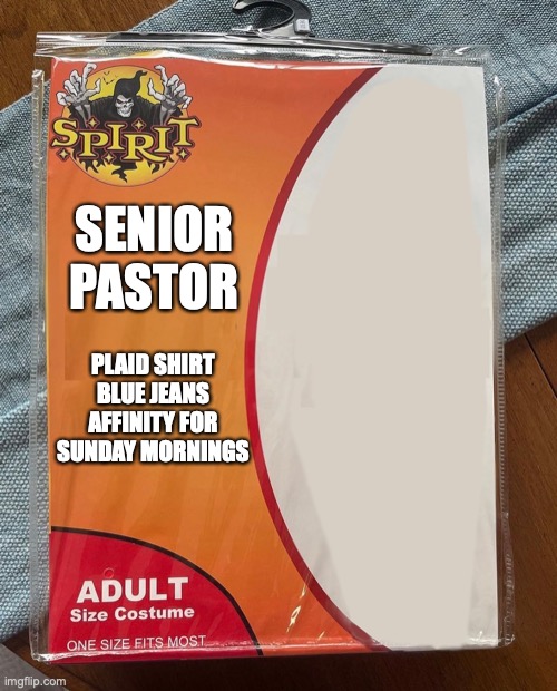Mark | SENIOR PASTOR; PLAID SHIRT
BLUE JEANS
AFFINITY FOR SUNDAY MORNINGS | image tagged in spirit halloween | made w/ Imgflip meme maker