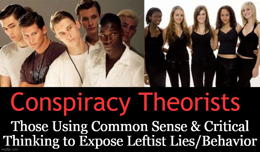 Quite Simply Today's Truth | Conspiracy Theorists; Those Using Common Sense & Critical
Thinking to Expose Leftist Lies/Behavior | image tagged in politics,liberals vs conservatives,the truth,leftist lies,conspiracy theories,common sense | made w/ Imgflip meme maker