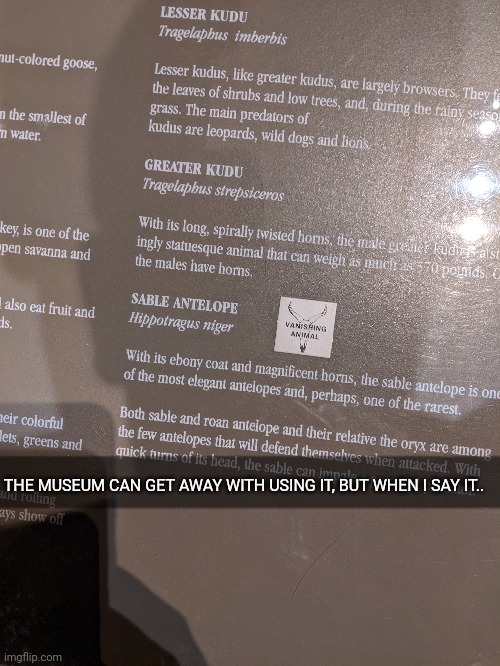 THE MUSEUM CAN GET AWAY WITH USING IT, BUT WHEN I SAY IT.. | made w/ Imgflip meme maker