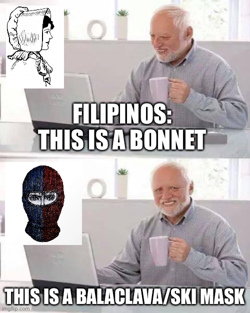 Bonnet vs Ski Mask | FILIPINOS: THIS IS A BONNET; THIS IS A BALACLAVA/SKI MASK | image tagged in memes,pinoy,filipinos,crime,news | made w/ Imgflip meme maker
