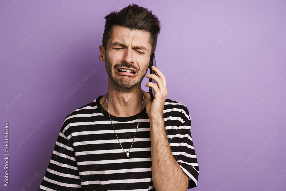 High Quality Man Crying On Phone Blank Meme Template