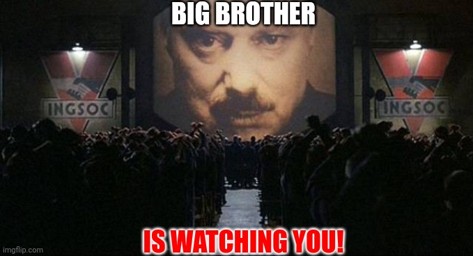 MCMLXXXIV | BIG BROTHER; IS WATCHING YOU! | image tagged in big brother 1984 | made w/ Imgflip meme maker