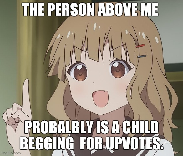 i said PROBABLY | THE PERSON ABOVE ME; PROBALBLY IS A CHILD BEGGING  FOR UPVOTES. | image tagged in the person above me | made w/ Imgflip meme maker