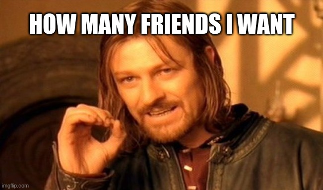 f.r.i.e.n.d.s | HOW MANY FRIENDS I WANT | image tagged in memes,one does not simply | made w/ Imgflip meme maker
