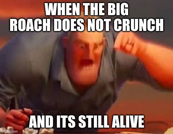 Mr incredible mad | WHEN THE BIG ROACH DOES NOT CRUNCH AND ITS STILL ALIVE | image tagged in mr incredible mad | made w/ Imgflip meme maker
