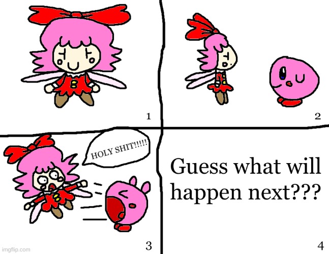 Ribbon gets inhaled by Kirby | image tagged in kirby,ribbon,funny,comics/cartoons | made w/ Imgflip meme maker