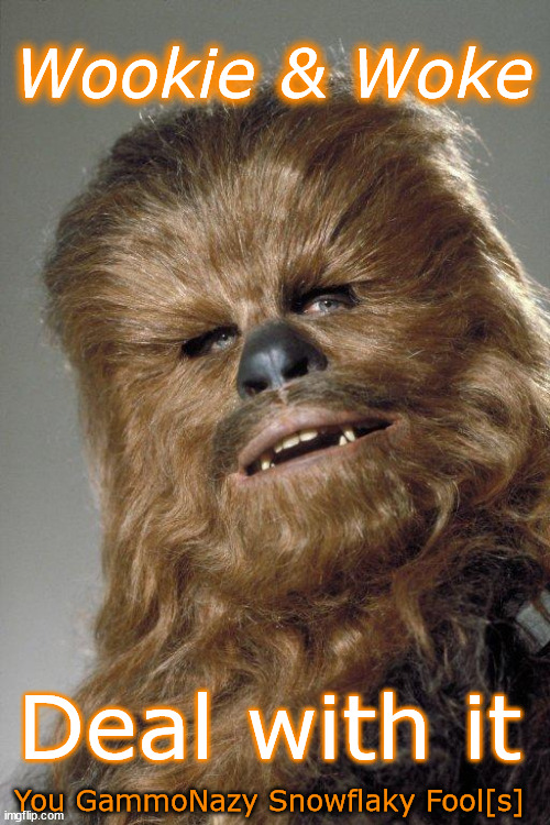 wookie | Wookie & Woke; Deal with it; You GammoNazy Snowflaky Fool[s] | image tagged in wookie | made w/ Imgflip meme maker