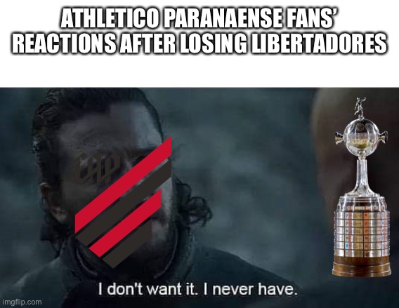They’ve just destroyed my weekend. Flamengo 1-0 Athletico Paranaense | ATHLETICO PARANAENSE FANS’ REACTIONS AFTER LOSING LIBERTADORES | image tagged in i don't want it i never have,funny,soccer,football,rejected,brazil | made w/ Imgflip meme maker