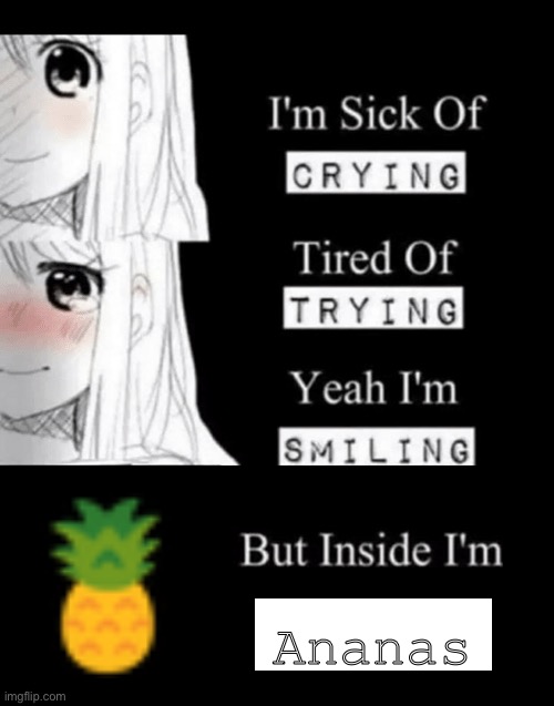 I'm Sick Of Crying | Ananas | image tagged in i'm sick of crying | made w/ Imgflip meme maker