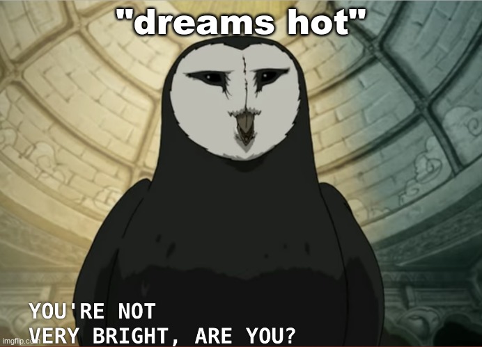 You're not very bright, are you? | "dreams hot" | image tagged in you're not very bright are you | made w/ Imgflip meme maker