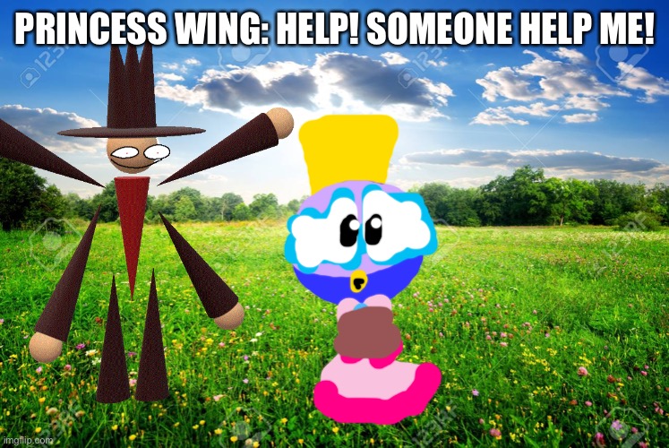 Princess wing kidnapped |  PRINCESS WING: HELP! SOMEONE HELP ME! | image tagged in princess,kidnapping | made w/ Imgflip meme maker