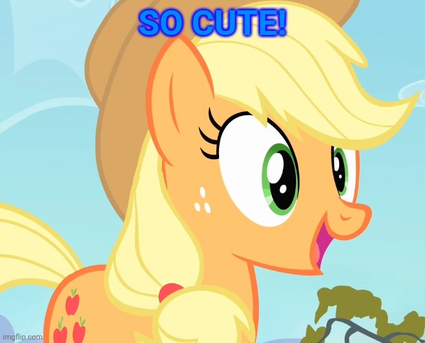 applejack's happy face | SO CUTE! | image tagged in applejack's happy face | made w/ Imgflip meme maker