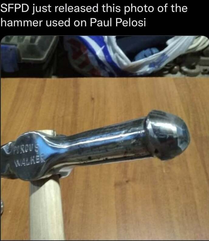 Hammer used on Paul Pelosi | image tagged in hammer time,mc hammer,gayhammer,paul pelosi,getting hammered,home invasion | made w/ Imgflip meme maker