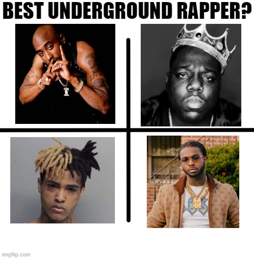 I Dunno, Dead Hard to Choose | BEST UNDERGROUND RAPPER? | image tagged in memes,blank starter pack | made w/ Imgflip meme maker