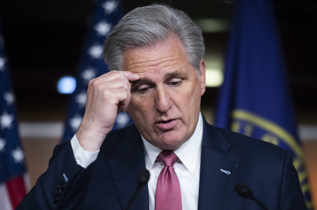 High Quality Kevin McCarthy, jellyfish, thinking up a lie Blank Meme Template