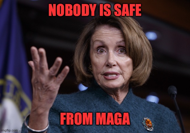 Good old Nancy Pelosi | NOBODY IS SAFE; FROM MAGA | image tagged in good old nancy pelosi | made w/ Imgflip meme maker