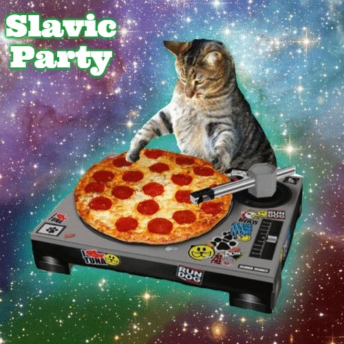 Space Cat Happy Birthday | Slavic Party | image tagged in space cat happy birthday,slavic,slavic party,slm,blm | made w/ Imgflip meme maker