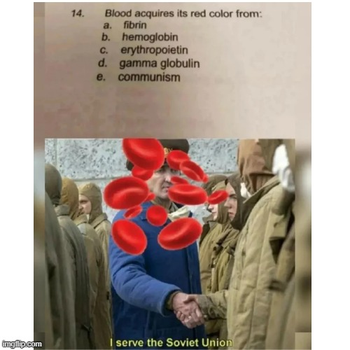 blood = sus | image tagged in blood,communism,soviet union | made w/ Imgflip meme maker