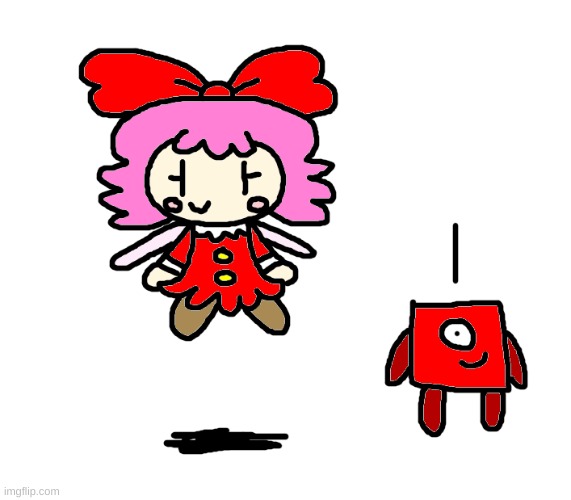 Ribbon and Numberblock 1 are friends | image tagged in numberblocks,kirby,crossover,fanart,cute,artwork | made w/ Imgflip meme maker