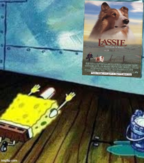 spongebob worships lassie | image tagged in spongebob worship,dogs,paramount,nickelodeon | made w/ Imgflip meme maker