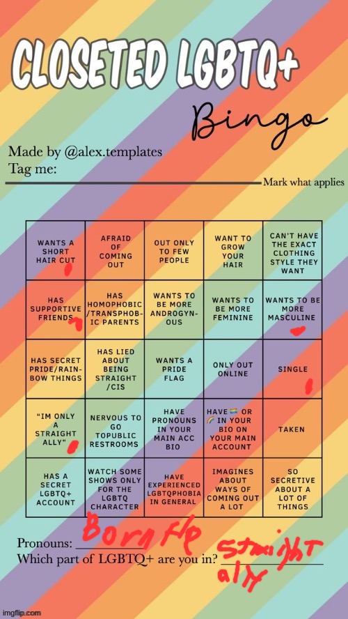 i won | image tagged in closeted lgbtq bingo | made w/ Imgflip meme maker