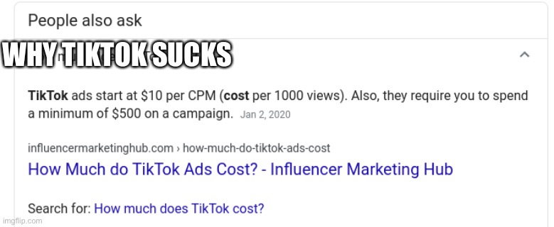 Why tiktok sucks | WHY TIKTOK SUCKS | image tagged in why tiktok sucks | made w/ Imgflip meme maker