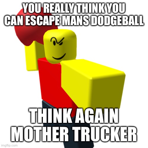Baller | YOU REALLY THINK YOU CAN ESCAPE MANS DODGEBALL; THINK AGAIN MOTHER TRUCKER | image tagged in baller | made w/ Imgflip meme maker