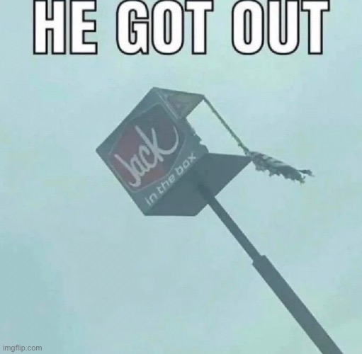 He got out | image tagged in memes,unfunny | made w/ Imgflip meme maker