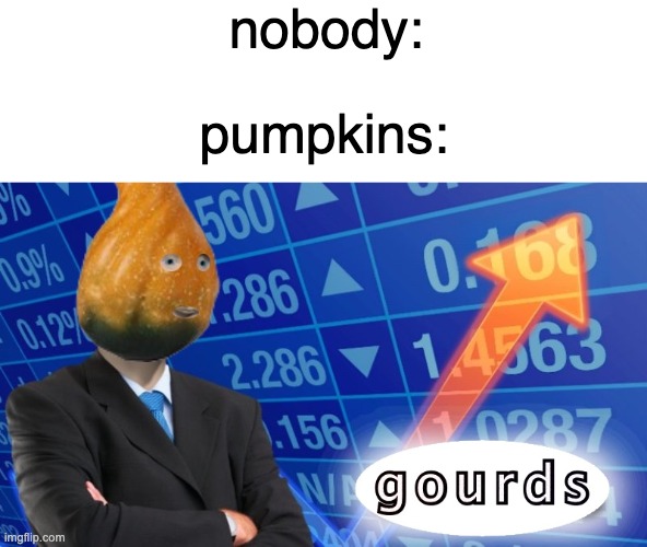 gourds | nobody:; pumpkins: | image tagged in stonks,fun | made w/ Imgflip meme maker