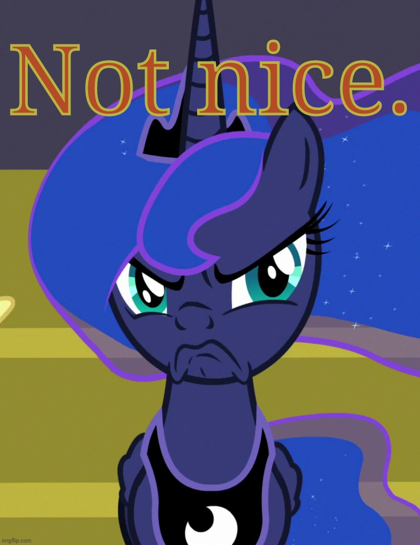 Grumpy Luna (MLP) | Not nice. | image tagged in grumpy luna mlp | made w/ Imgflip meme maker