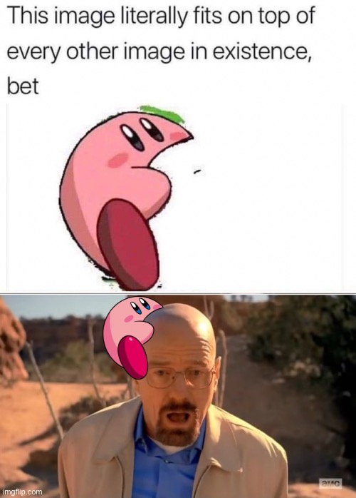 kirby sucks on his head | image tagged in memes,unfunny | made w/ Imgflip meme maker