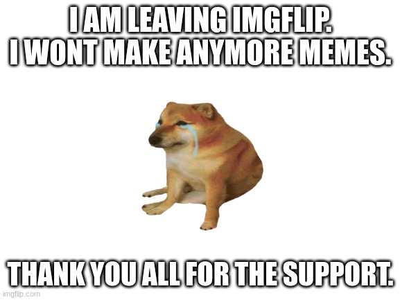 sorry (for my supporters) | I AM LEAVING IMGFLIP. I WONT MAKE ANYMORE MEMES. THANK YOU ALL FOR THE SUPPORT. | image tagged in sad,say goodbye | made w/ Imgflip meme maker