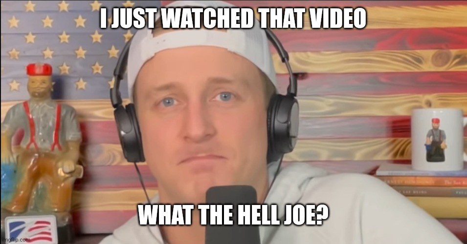 TYLER ZED FROWN | I JUST WATCHED THAT VIDEO WHAT THE HELL JOE? | image tagged in tyler zed frown | made w/ Imgflip meme maker