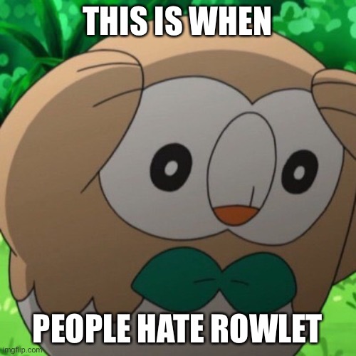 Love Rowlet | THIS IS WHEN; PEOPLE HATE ROWLET | image tagged in rowlet meme template,rowlet,memes,pokemon,no hate | made w/ Imgflip meme maker