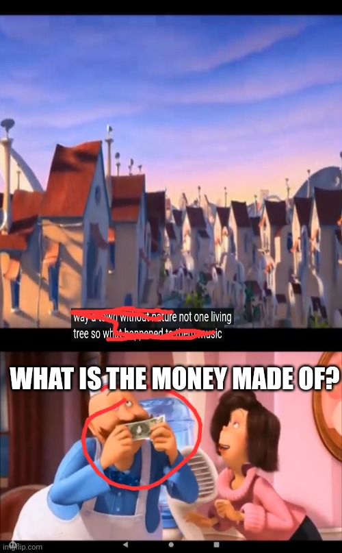 What is the money made of? | WHAT IS THE MONEY MADE OF? | image tagged in memes | made w/ Imgflip meme maker