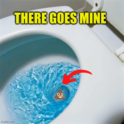 Blue Toilet Water | THERE GOES MINE | image tagged in blue toilet water | made w/ Imgflip meme maker