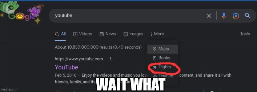 Wait what | WAIT WHAT | image tagged in youtube,google search | made w/ Imgflip meme maker