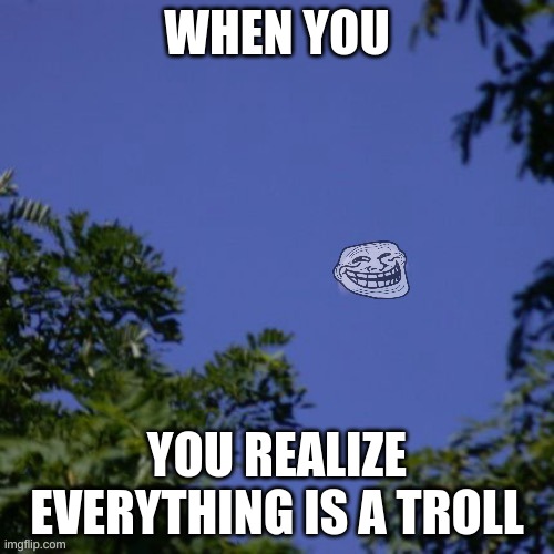 Whyyyy? | WHEN YOU; YOU REALIZE EVERYTHING IS A TROLL | image tagged in troll face moon | made w/ Imgflip meme maker