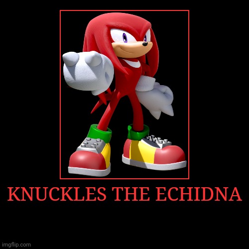 Knuckles the Echidna | KNUCKLES THE ECHIDNA | | image tagged in demotivationals,sonic the hedgehog,knuckles the echidna | made w/ Imgflip demotivational maker