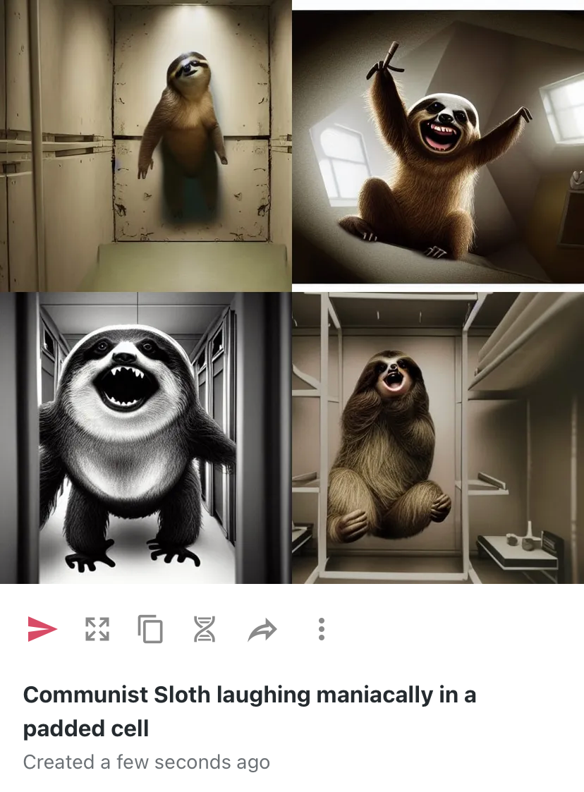 High Quality Communist Sloth laughing maniacally in a padded cell Blank Meme Template