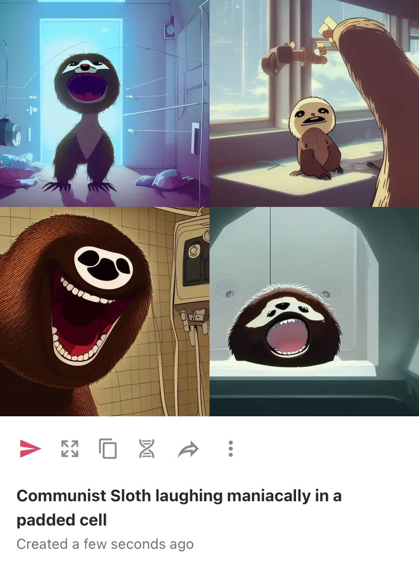 Communist Sloth laughing maniacally in a padded cell Blank Meme Template