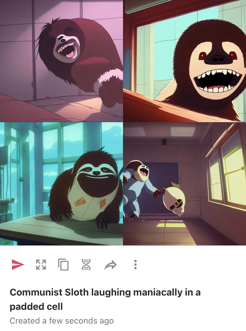 Communist Sloth laughing maniacally in a padded cell Blank Meme Template