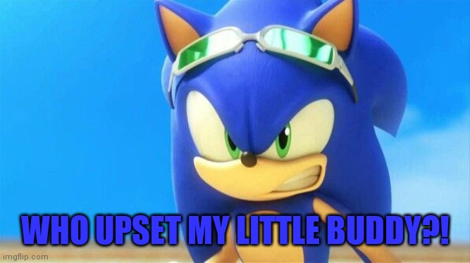 Really Angry Sonic | WHO UPSET MY LITTLE BUDDY?! | image tagged in really angry sonic | made w/ Imgflip meme maker